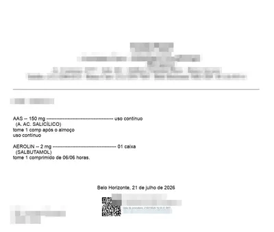 PDF da receita assinada digitalmente com QR code de verificação e bloco de assinatura ICP-Brasil